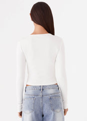 Cassius Long Sleeve Top - Ivory
