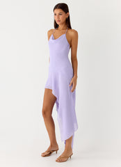 Sunmi Asymmetric Cowl Midi Dress - Lavender