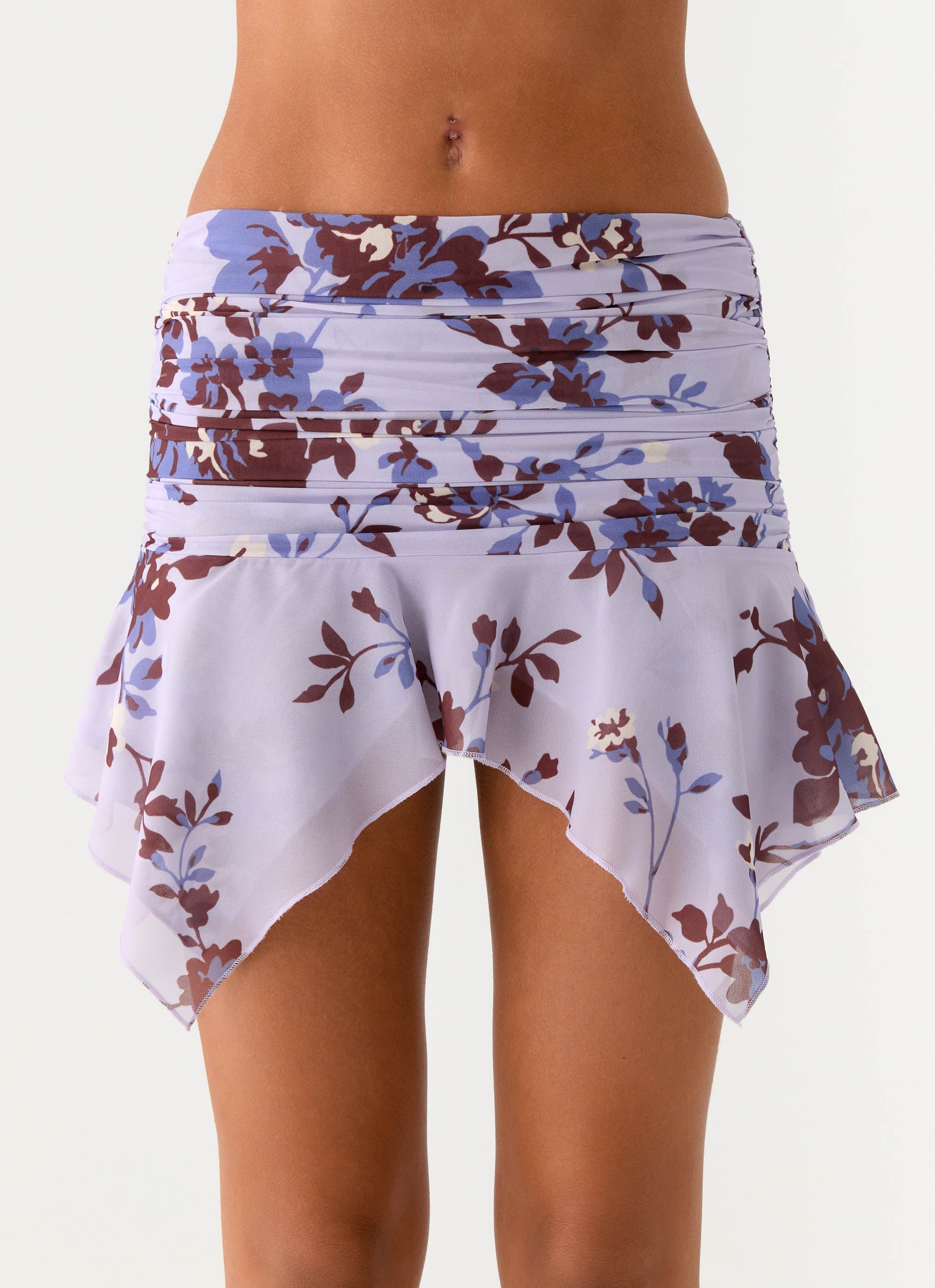 Altego Low Rise Hanky Mini Skirt - Antique Lilac Floral