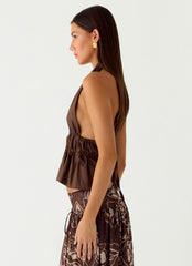 Figaro Halter Top - Chocolate