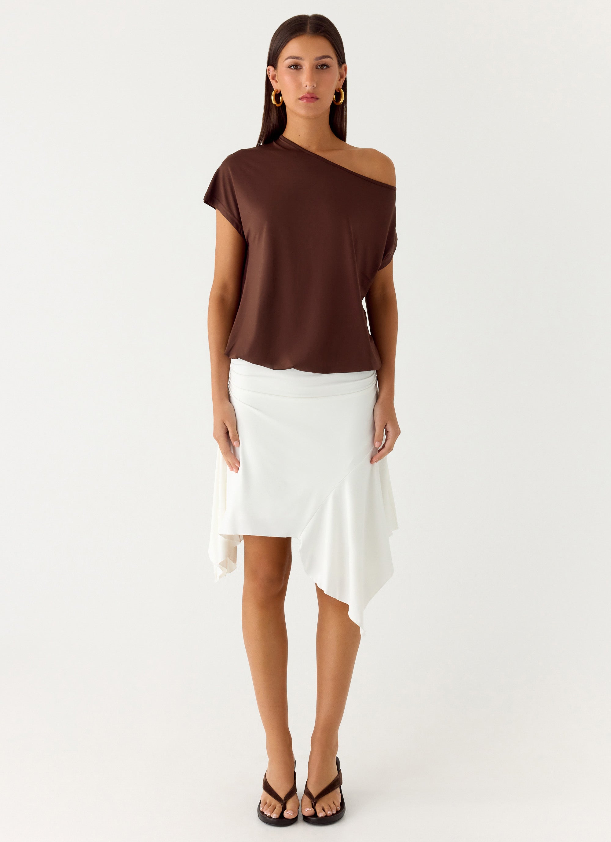 Raeni Off Shoulder Top - Chocolate